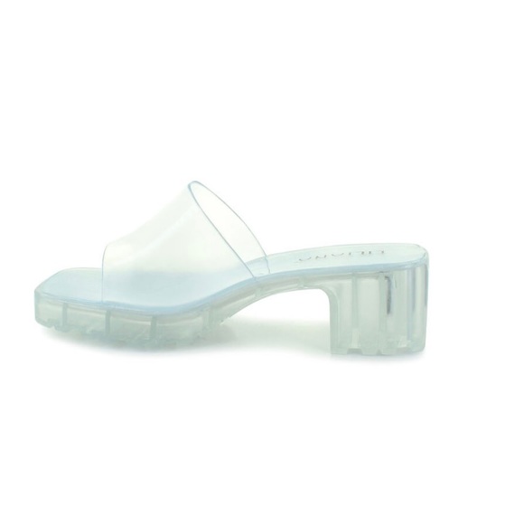 Clear Chunky Block Heel Slides - Picture 4 of 4